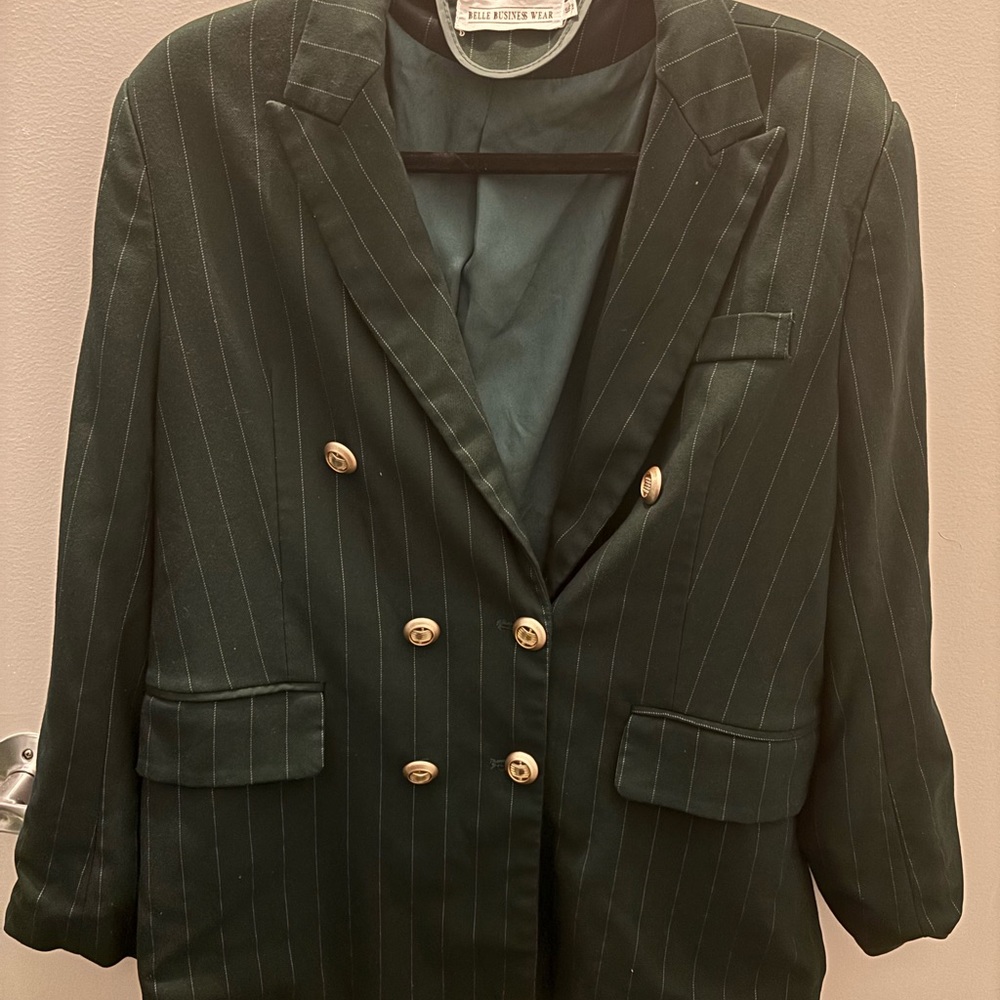 Green Double-Breasted Blazer